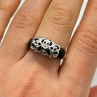 925 Sterling Silver Black Agate & Diamonds Ring Size 7.5