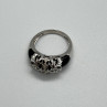 925 Sterling Silver Black Agate & Diamonds Ring Size 7.5