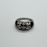 925 Sterling Silver Black Agate & Diamonds Ring Size 7.5