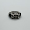 925 Sterling Silver Black Agate & Diamonds Ring Size 7.5