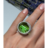Modern Art Design Green CZ Ring Size 6