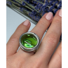 Modern Art Design Green CZ Ring Size 6