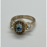925 Sterling Silver Blue & White Topaz Ring Size 7.5