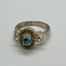 925 Sterling Silver Blue & White Topaz Ring Size 7.5