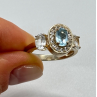 925 Sterling Silver Blue & White Topaz Ring Size 7.5