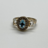 925 Sterling Silver Blue & White Topaz Ring Size 7.5