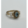 925 Sterling Silver Blue & White Topaz Ring Size 7.5