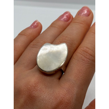 925 Sterling Silver Abalone Shell Ring Size 12