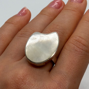 925 Sterling Silver Abalone Shell Ring Size 12