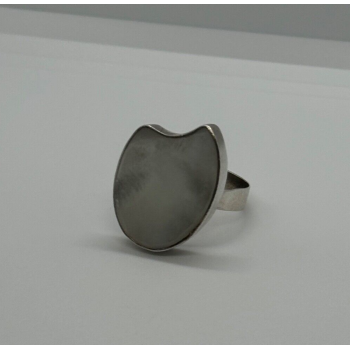 925 Sterling Silver Abalone Shell Ring Size 12