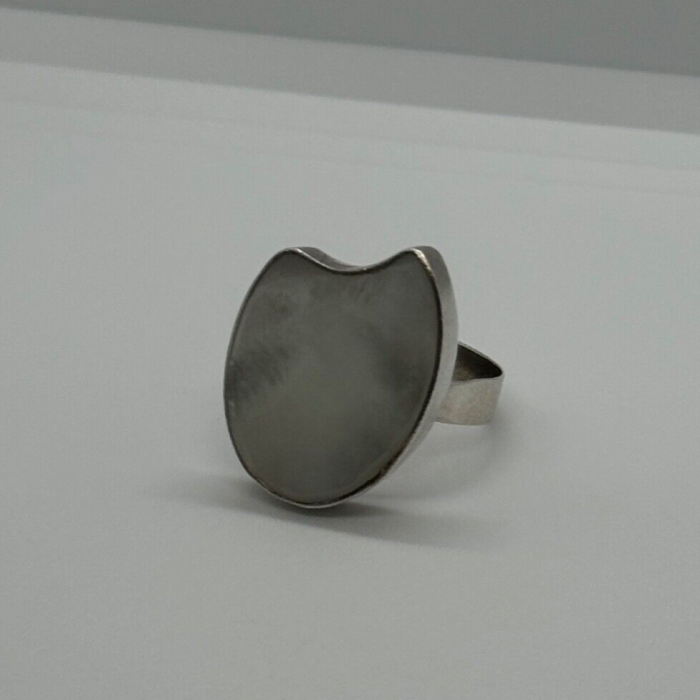 925 Sterling Silver Abalone Shell Ring Size 12