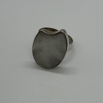 925 Sterling Silver Abalone Shell Ring Size 12