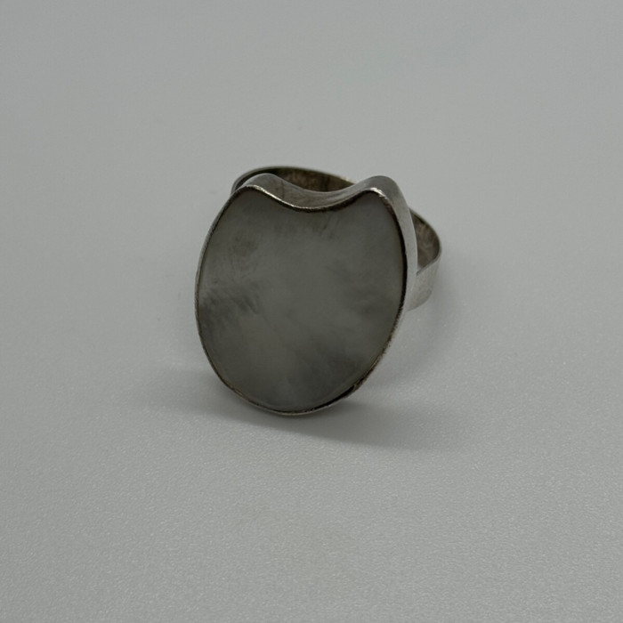 925 Sterling Silver Abalone Shell Ring Size 12