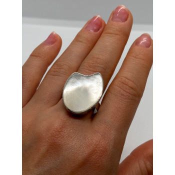 925 Sterling Silver Abalone Shell Ring Size 12