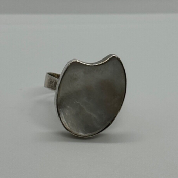925 Sterling Silver Abalone Shell Ring Size 12