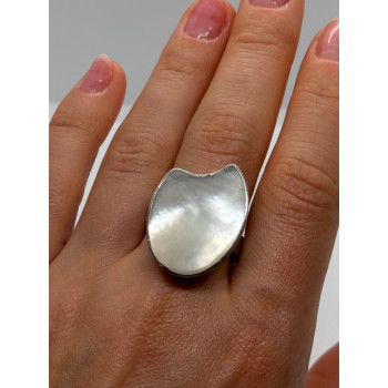 925 Sterling Silver Abalone Shell Ring Size 12