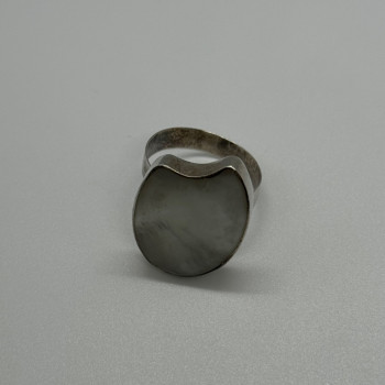 925 Sterling Silver Abalone Shell Ring Size 12