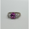 925 Sterling Silver Pink & White Spinel Ring Size 6