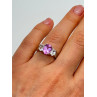 925 Sterling Silver Pink & White Spinel Ring Size 6