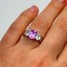925 Sterling Silver Pink & White Spinel Ring Size 6