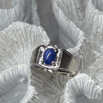 Men's 925 Sterling Silver Star Sapphire Ring Size 8.5