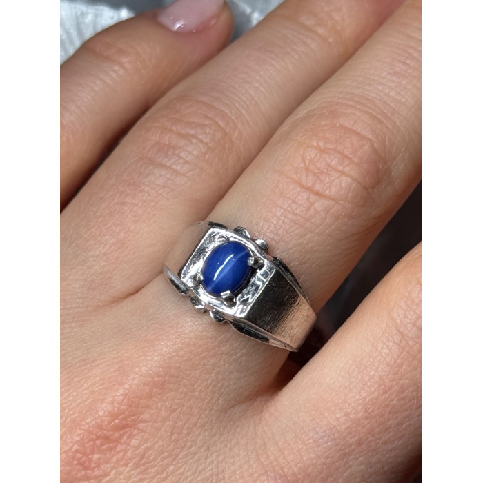 Men's 925 Sterling Silver Star Sapphire Ring Size 8.5