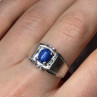 Men's 925 Sterling Silver Star Sapphire Ring Size 8.5