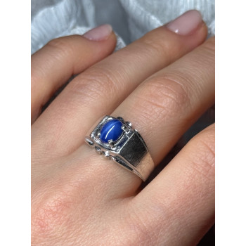 Men's 925 Sterling Silver Star Sapphire Ring Size 8.5