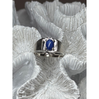 Men's 925 Sterling Silver Star Sapphire Ring Size 8.5