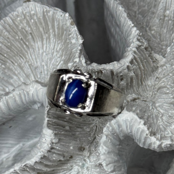 Men's 925 Sterling Silver Star Sapphire Ring Size 8.5