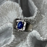 Men's 925 Sterling Silver Star Sapphire Ring Size 8.5
