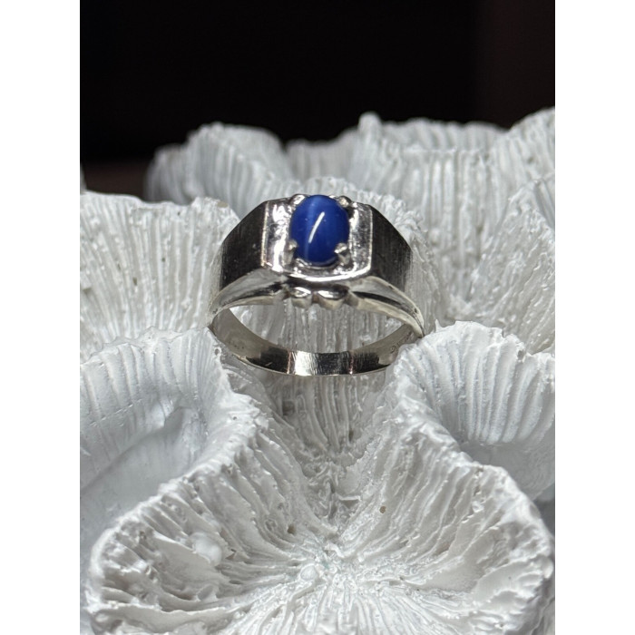 Men's 925 Sterling Silver Star Sapphire Ring Size 8.5