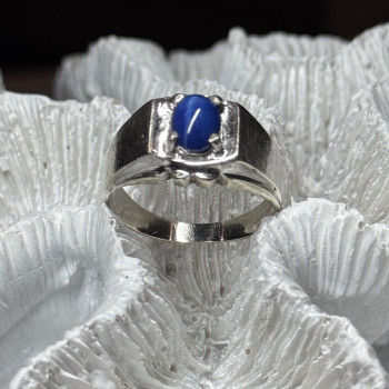 Men's 925 Sterling Silver Star Sapphire Ring Size 8.5