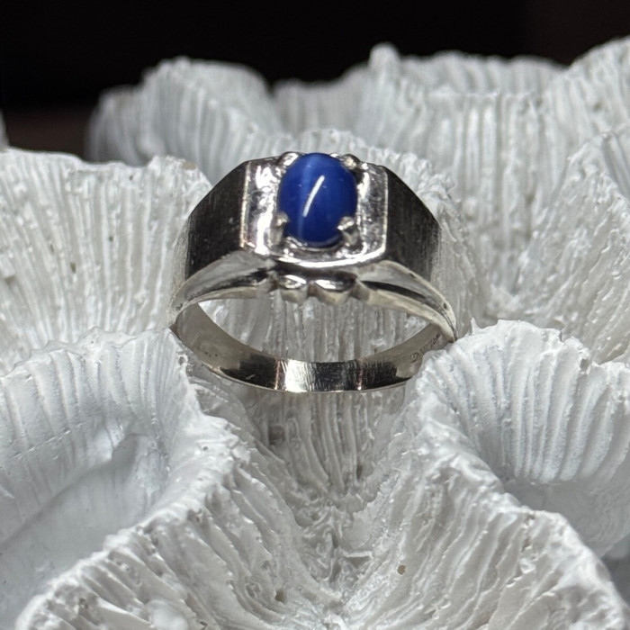 Men's 925 Sterling Silver Star Sapphire Ring Size 8.5