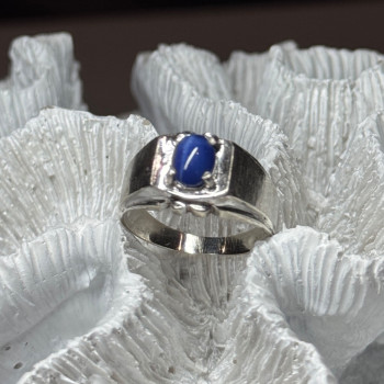 Men's 925 Sterling Silver Star Sapphire Ring Size 8.5