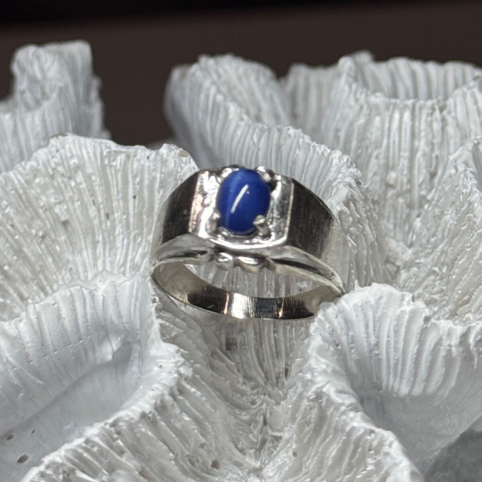 Men's 925 Sterling Silver Star Sapphire Ring Size 8.5