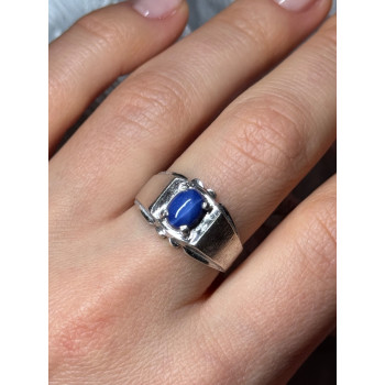 Men's 925 Sterling Silver Star Sapphire Ring Size 8.5
