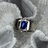 Men's 925 Sterling Silver Star Sapphire Ring Size 8.5