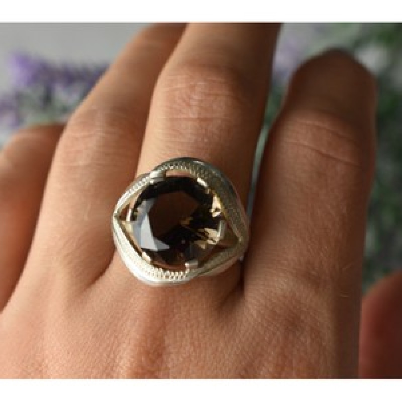 925 Sterling Silver Hessonite Ring Size 9