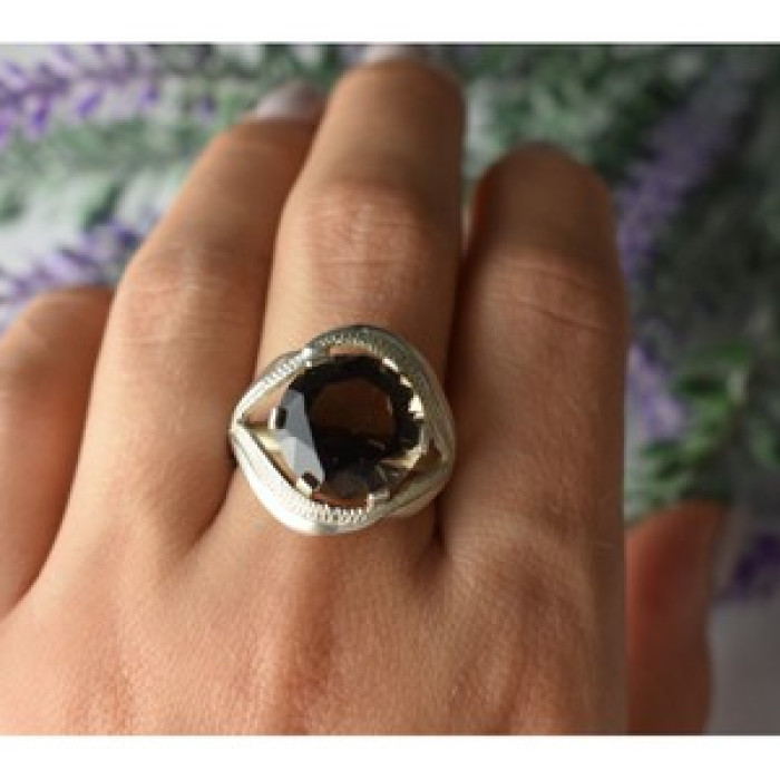 925 Sterling Silver Hessonite Ring Size 9