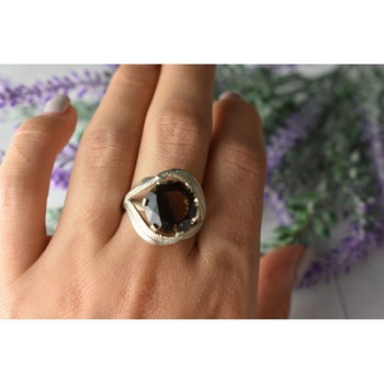 925 Sterling Silver Hessonite Ring Size 9
