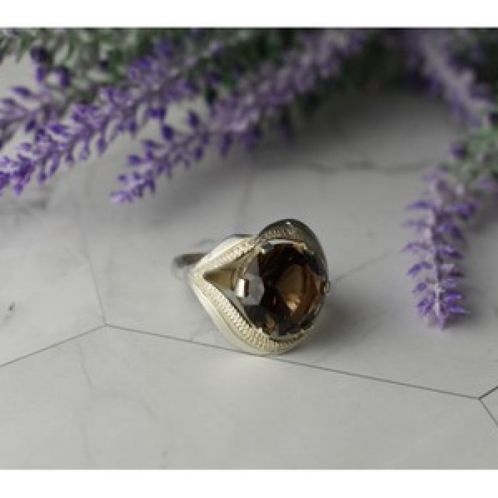 925 Sterling Silver Hessonite Ring Size 9