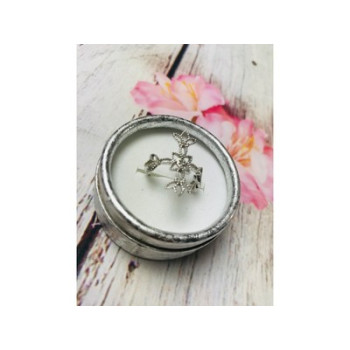 925 Sterling Silver Small Colorless Topaz Ring Size 8