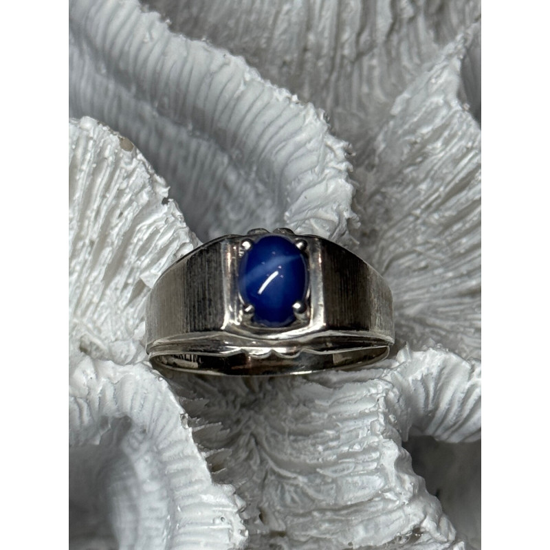 Men's 925 Sterling Silver Star Sapphire Ring Size 10
