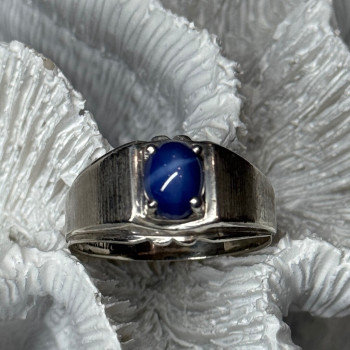 Men'S 925 Sterling Silver Star Sapphire Ring Size 10