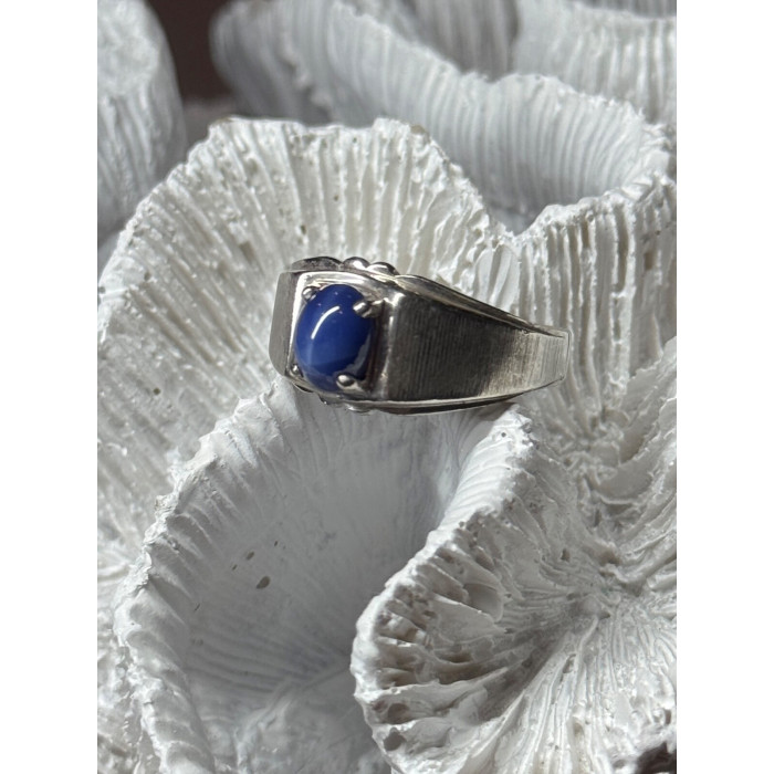 Men's 925 Sterling Silver Star Sapphire Ring Size 10