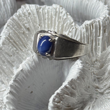 Men'S 925 Sterling Silver Star Sapphire Ring Size 10