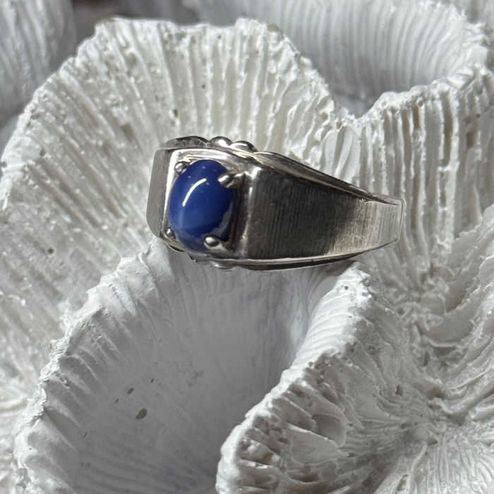 Men'S 925 Sterling Silver Star Sapphire Ring Size 10