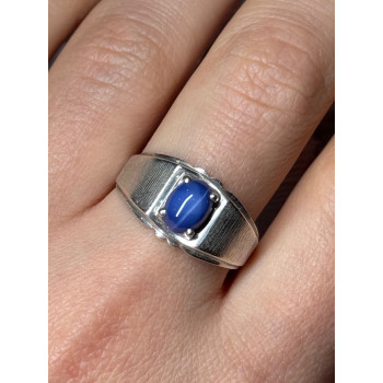 Men's 925 Sterling Silver Star Sapphire Ring Size 10