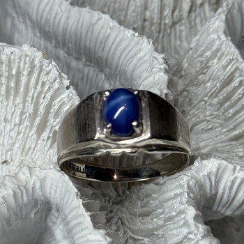 Men'S 925 Sterling Silver Star Sapphire Ring Size 10